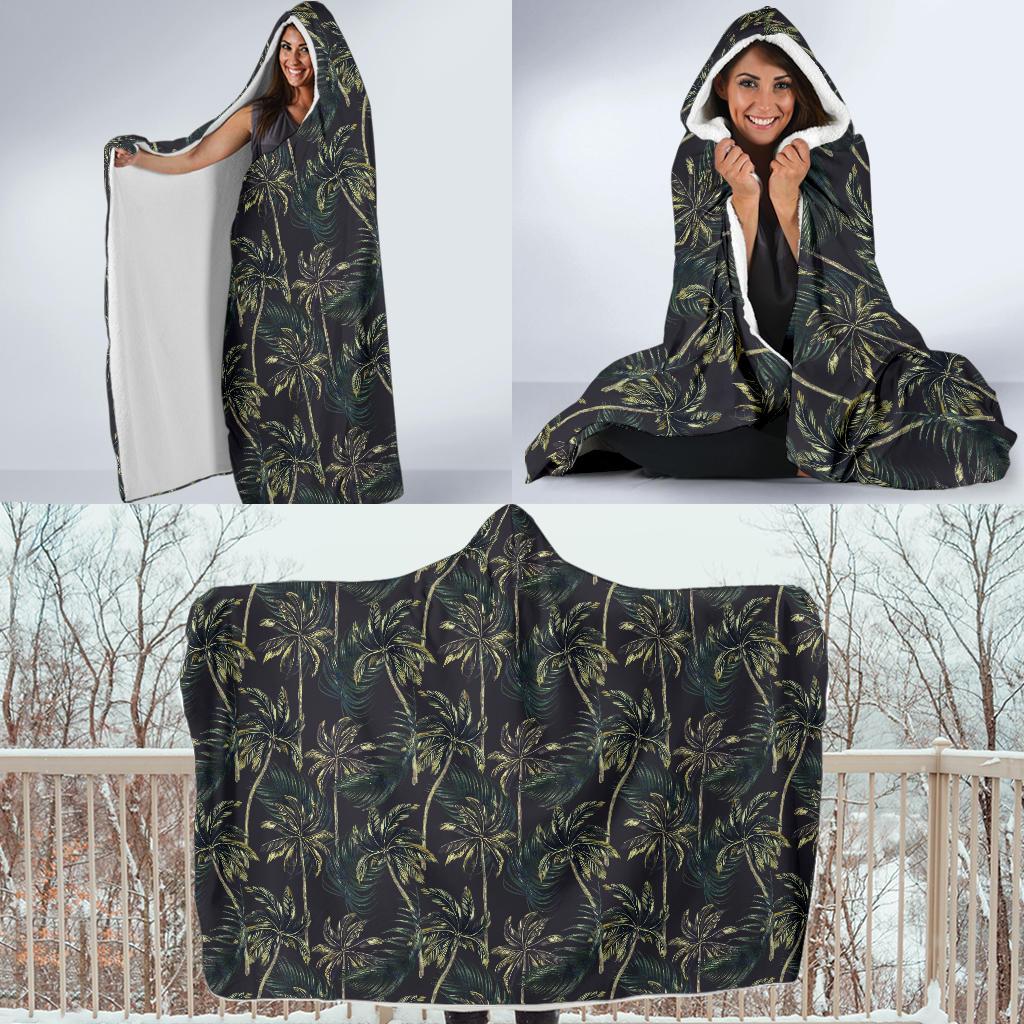 Palm Tree Background Design Print Hooded Blanket-JTAMIGO.COM
