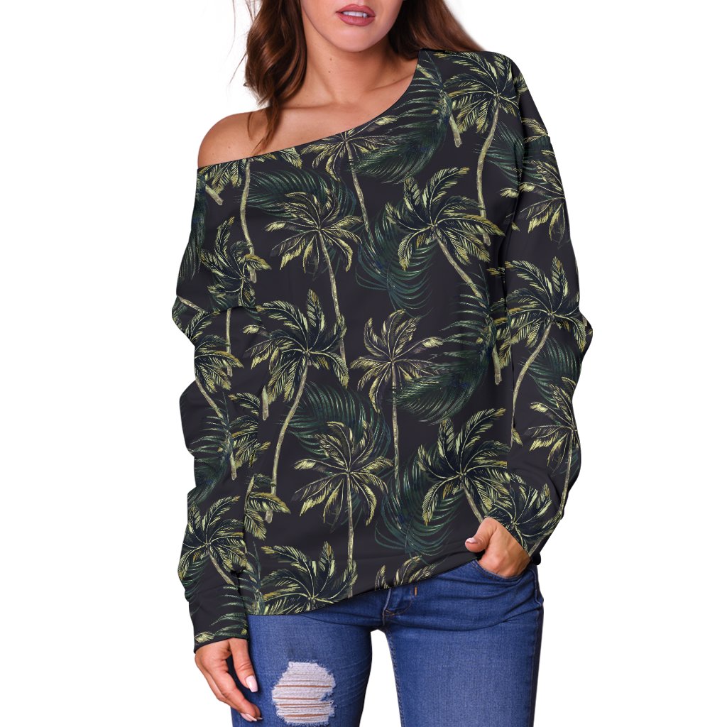 Palm Tree Background Design Print Off Shoulder Sweatshirt