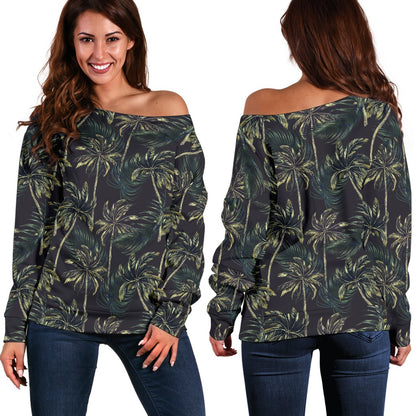 Palm Tree Background Design Print Off Shoulder Sweatshirt