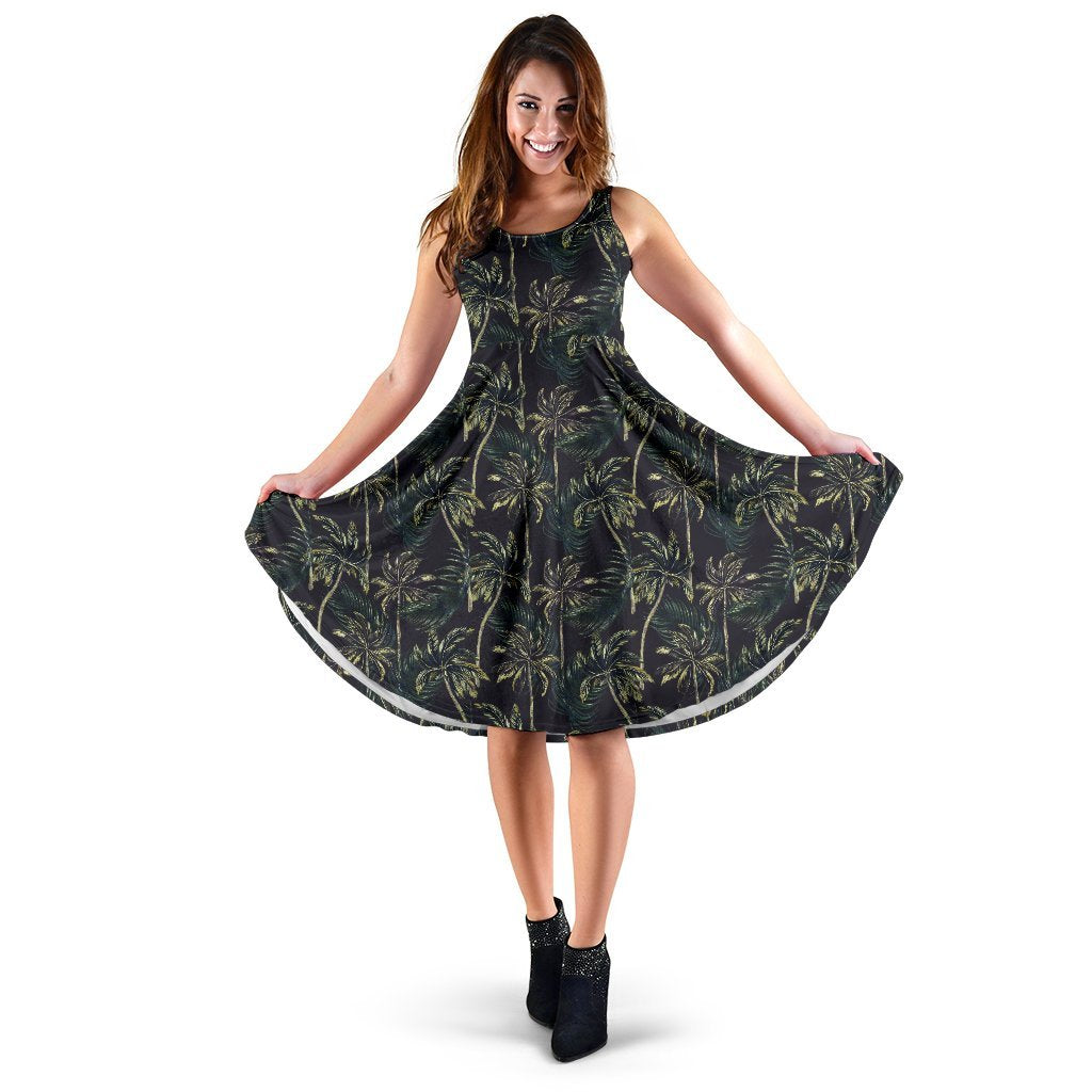 Palm Tree Background Design Print Sleeveless Dress