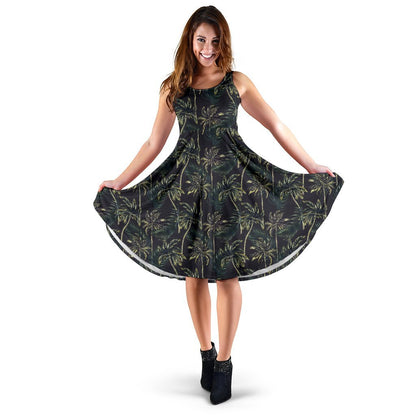 Palm Tree Background Design Print Sleeveless Dress