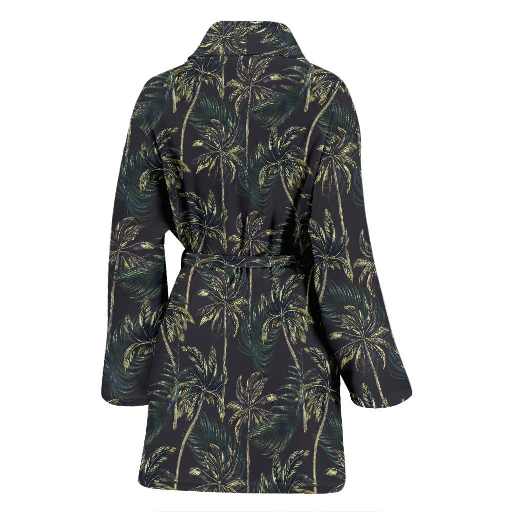 Palm Tree Background Design Print Women Bath Robe-JTAMIGO.COM