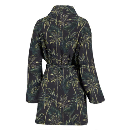 Palm Tree Background Design Print Women Bath Robe-JTAMIGO.COM