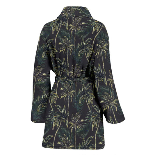Palm Tree Background Design Print Women Bath Robe-JTAMIGO.COM