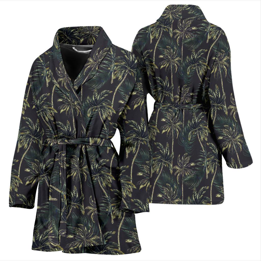 Palm Tree Background Design Print Women Bath Robe-JTAMIGO.COM