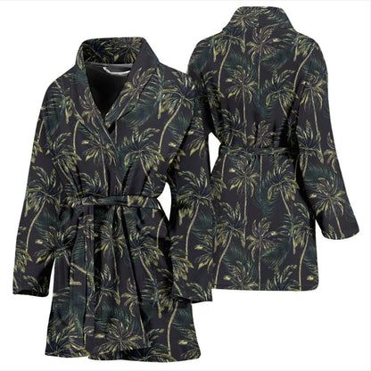 Palm Tree Background Design Print Women Bath Robe-JTAMIGO.COM