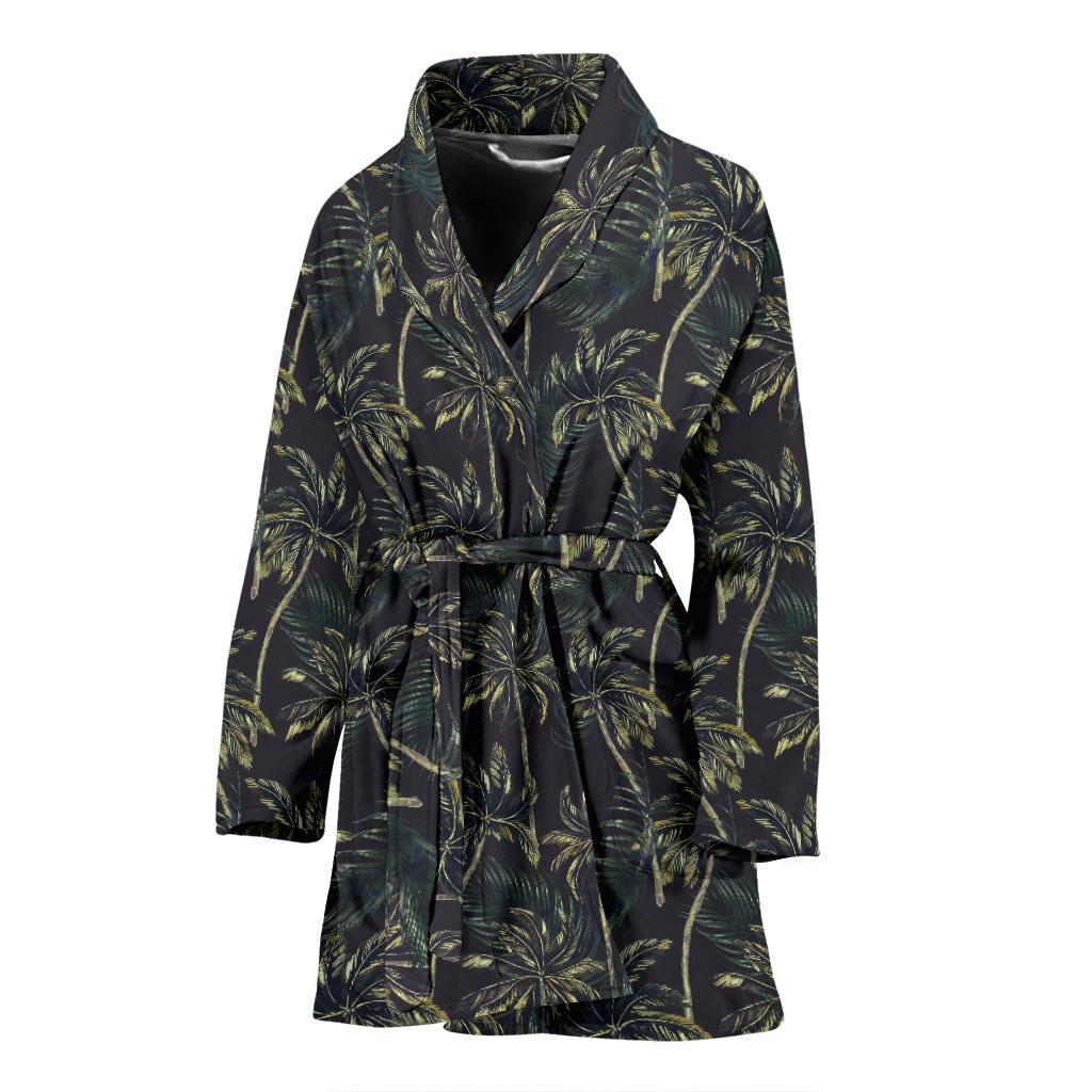 Palm Tree Background Design Print Women Bath Robe-JTAMIGO.COM