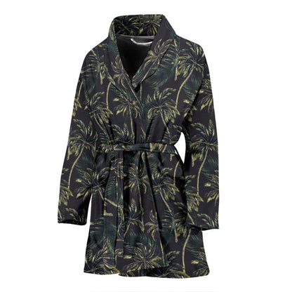 Palm Tree Background Design Print Women Bath Robe-JTAMIGO.COM