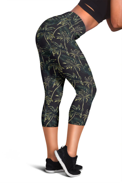 Palm Tree Background Design Print Women Capris
