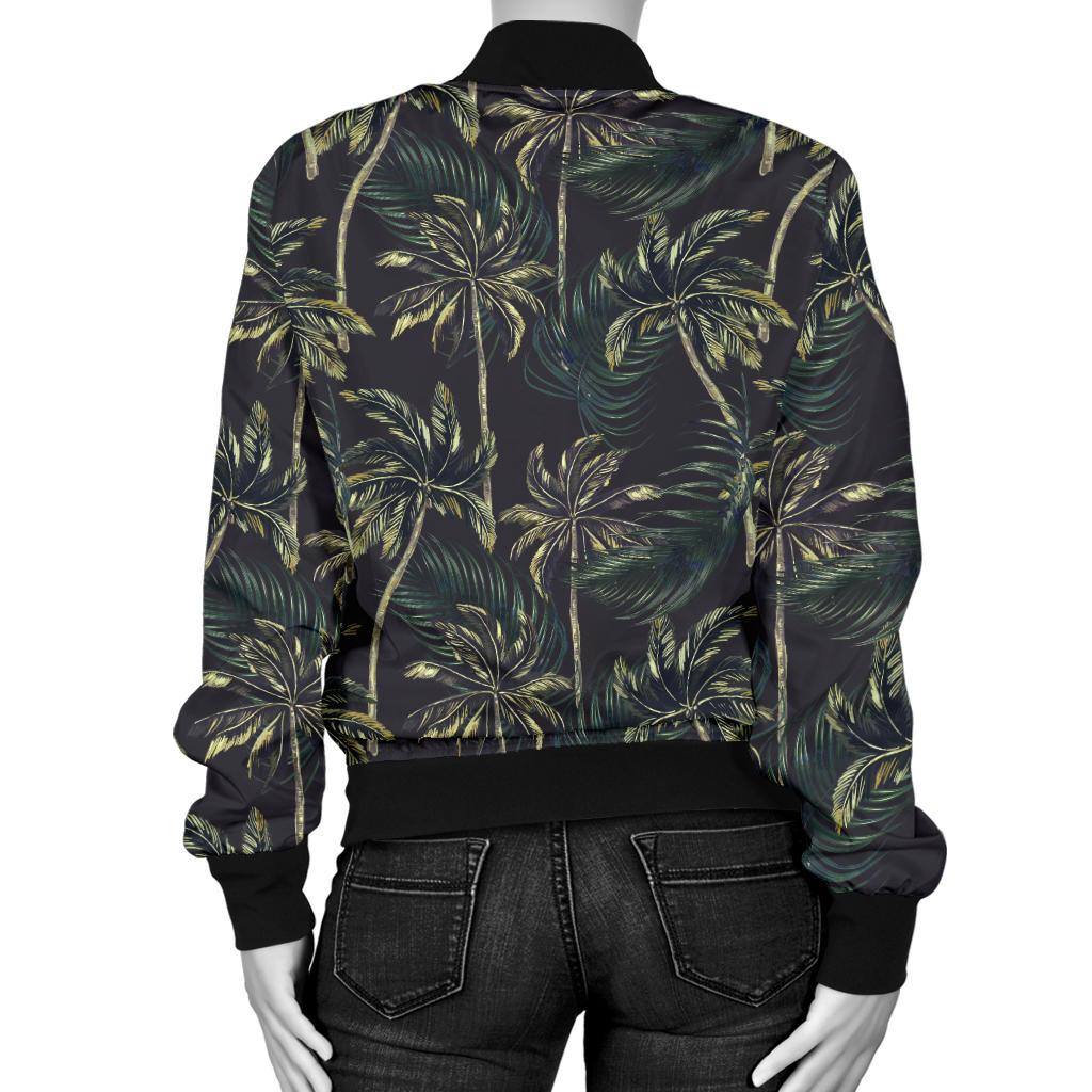 Palm Tree Background Design Print Women Casual Bomber Jacket