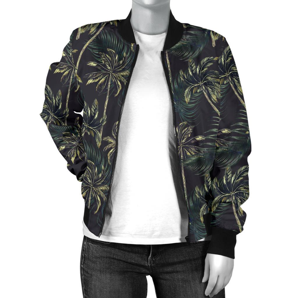 Palm Tree Background Design Print Women Casual Bomber Jacket