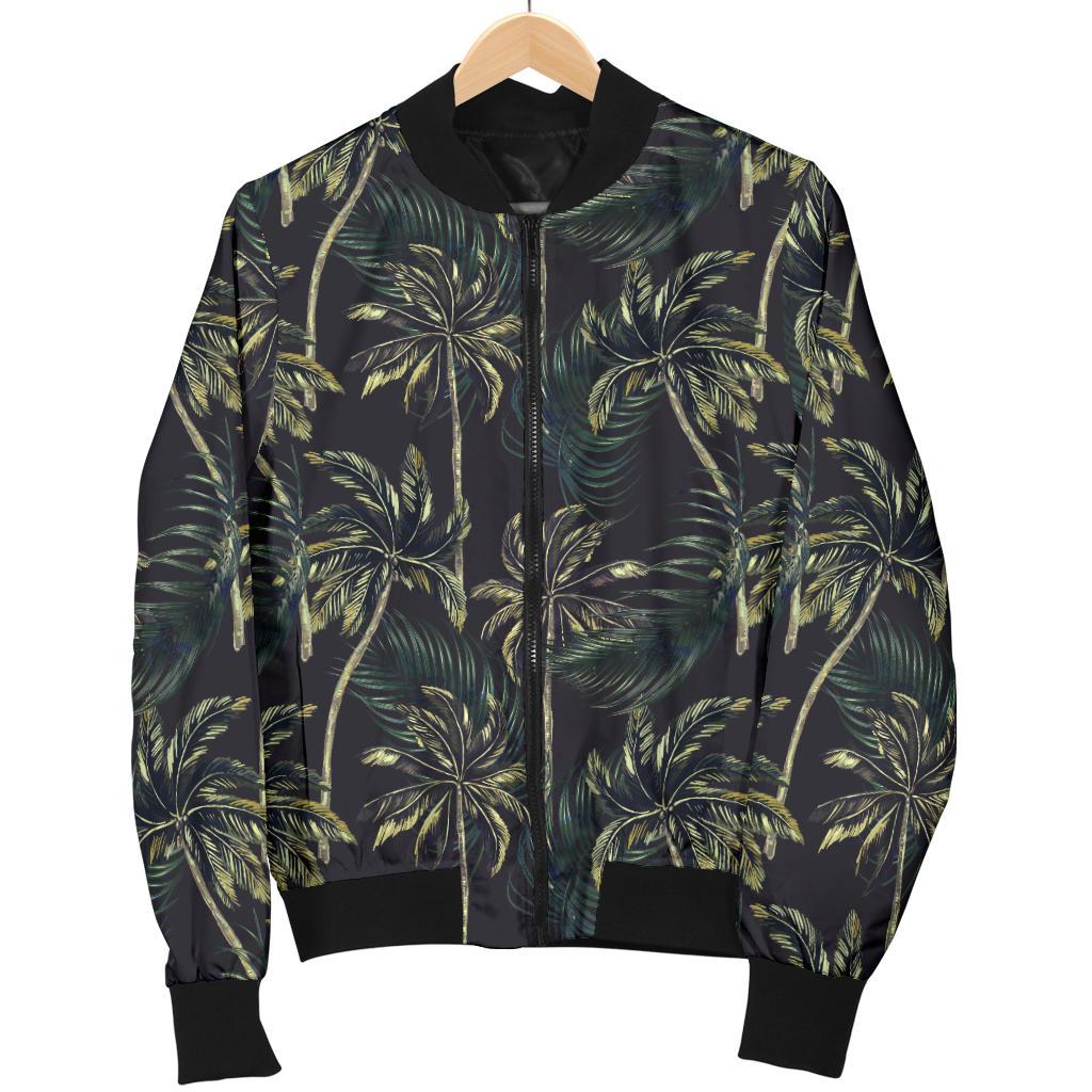 Palm Tree Background Design Print Women Casual Bomber Jacket