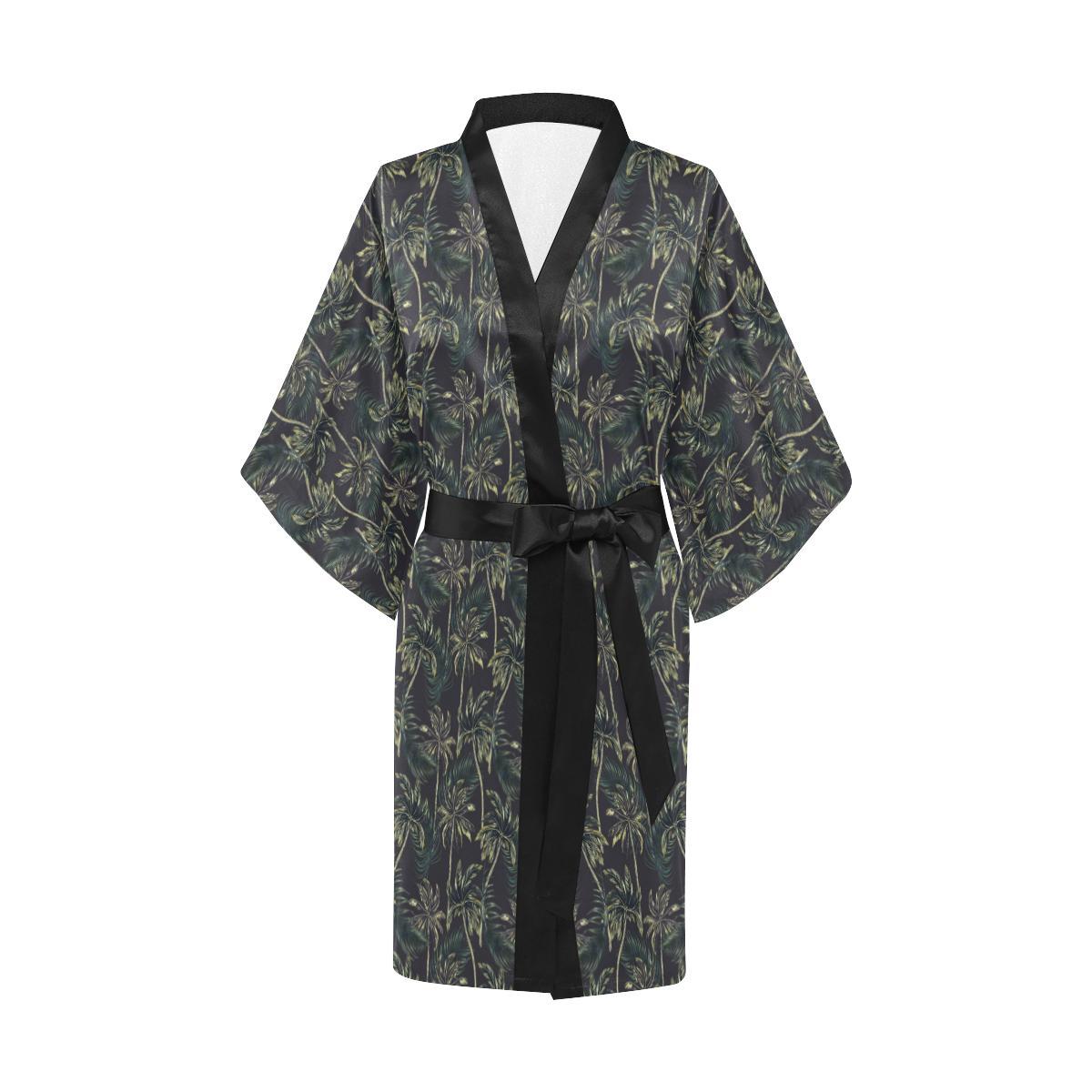 Palm Tree Background Design Print Women Short Kimono Robe