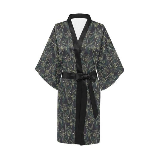 Palm Tree Background Design Print Women Short Kimono Robe