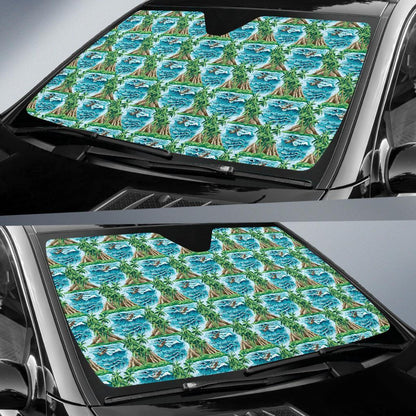 Palm Tree Hawaiian Themed Design Print Car Sun Shade For Windshield