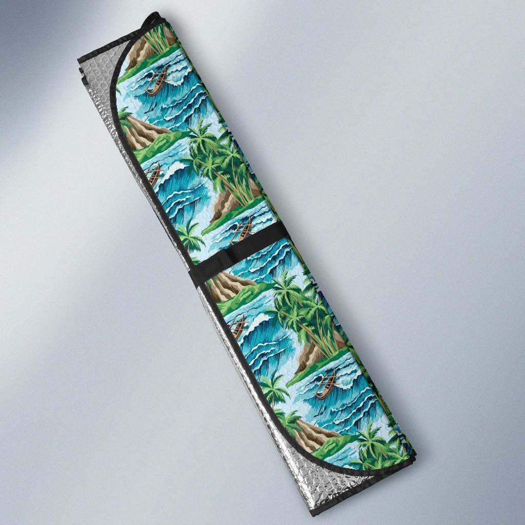 Palm Tree Hawaiian Themed Design Print Car Sun Shade For Windshield