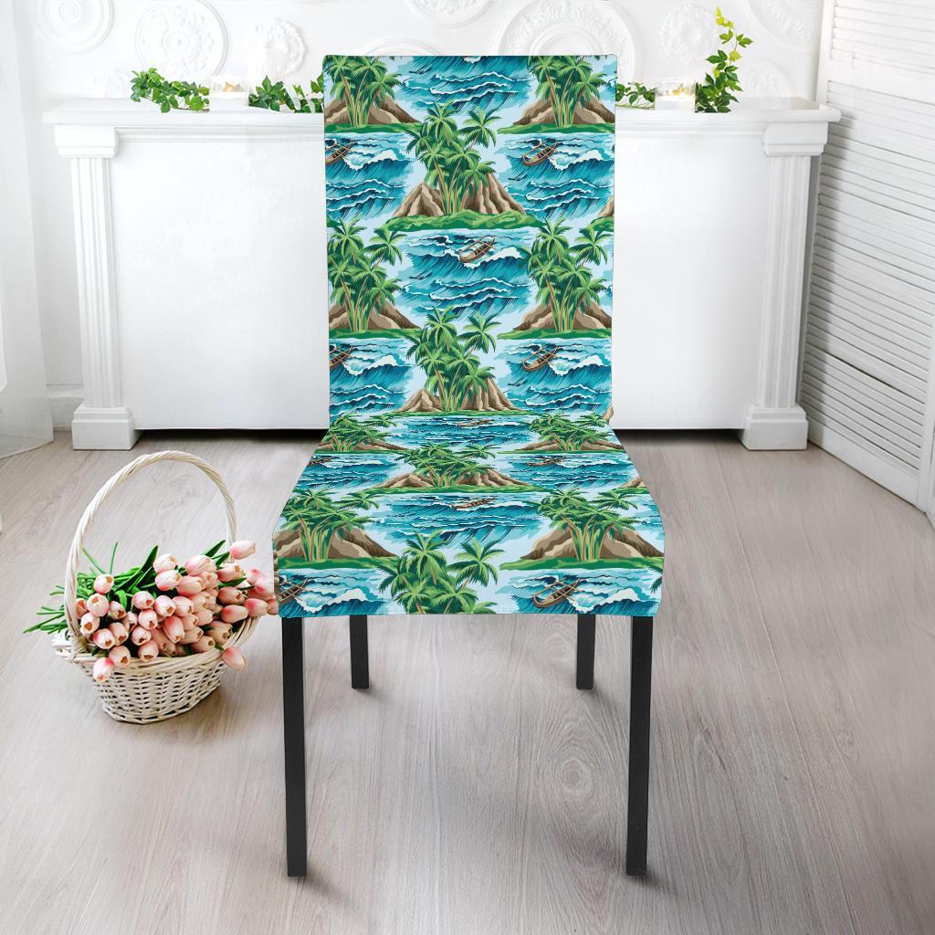 Palm Tree Hawaiian Themed Design Print Dining Chair Slipcover-JTAMIGO.COM