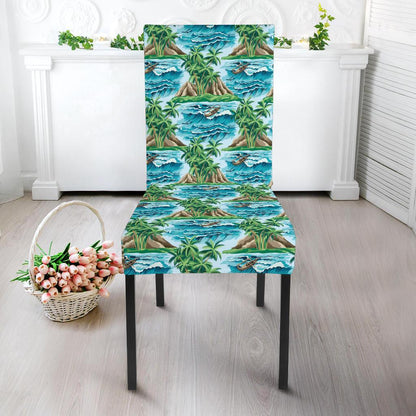 Palm Tree Hawaiian Themed Design Print Dining Chair Slipcover-JTAMIGO.COM