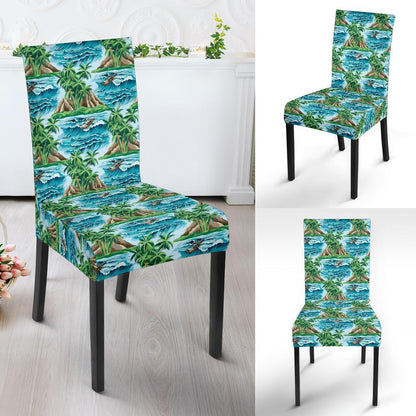 Palm Tree Hawaiian Themed Design Print Dining Chair Slipcover-JTAMIGO.COM