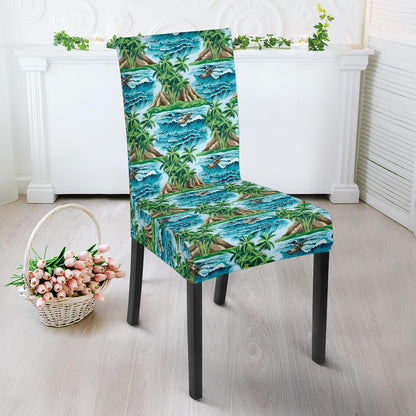 Palm Tree Hawaiian Themed Design Print Dining Chair Slipcover-JTAMIGO.COM