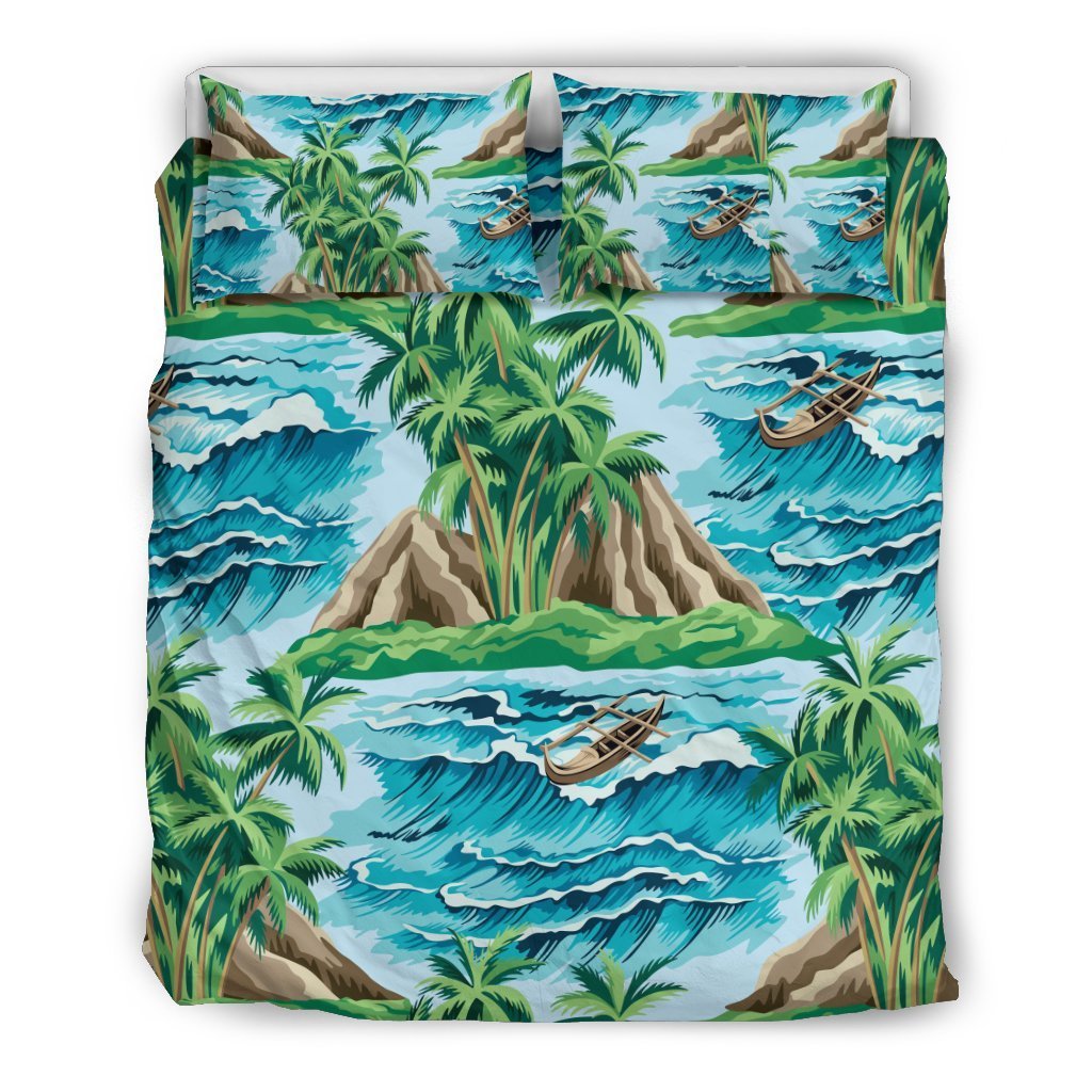 Palm Tree Hawaiian Themed Design Print Duvet Cover Bedding Set