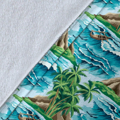 Palm Tree Hawaiian Themed Design Print Fleece Blanket