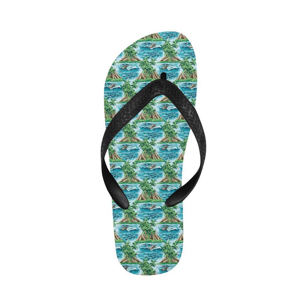 Palm Tree Hawaiian Themed Design Print Flip Flops-JTAMIGO.COM