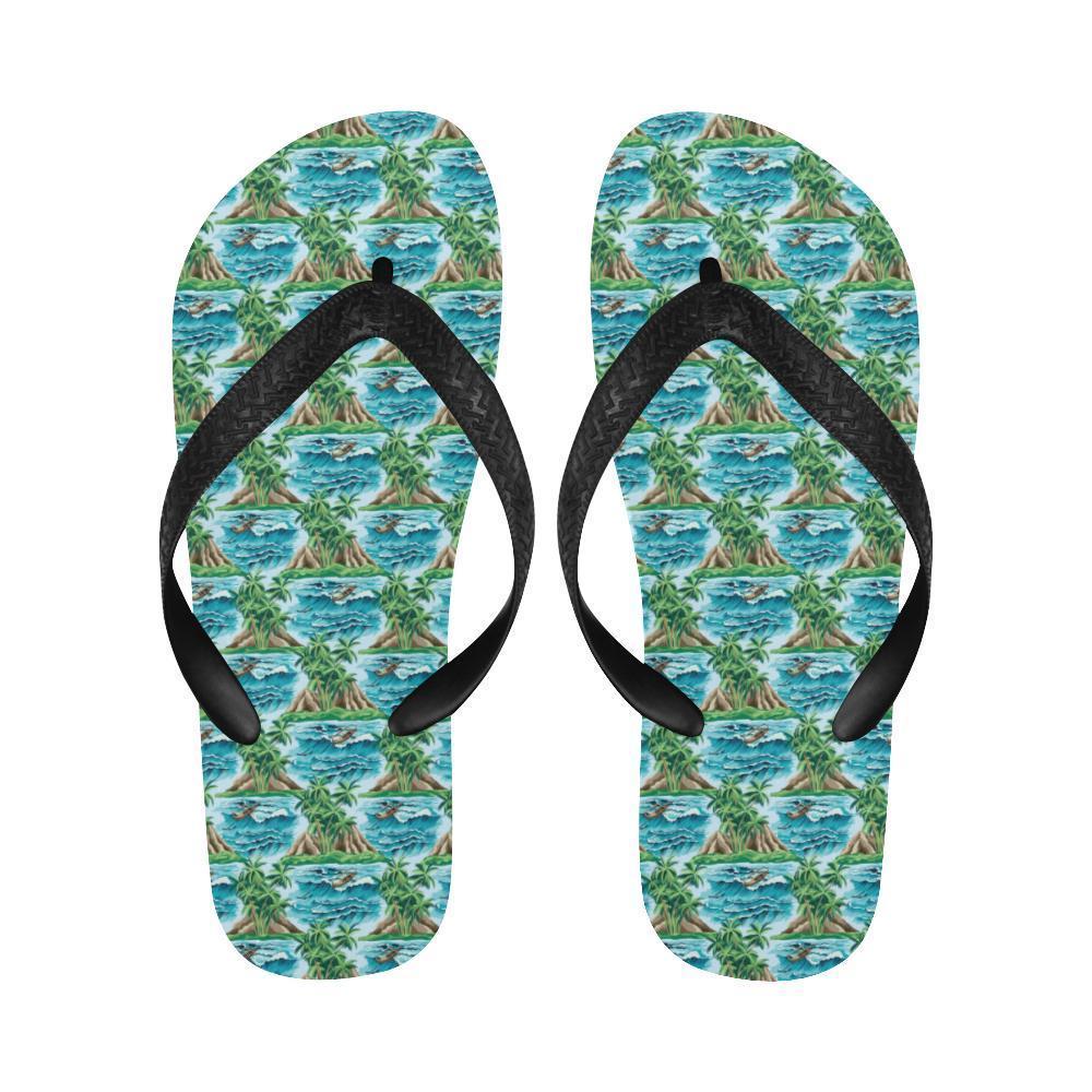 Palm Tree Hawaiian Themed Design Print Flip Flops-JTAMIGO.COM