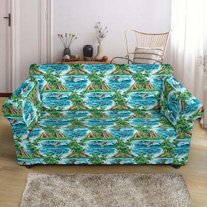 Palm Tree Hawaiian Themed Design Print Loveseat Slipcover-JTAMIGO.COM
