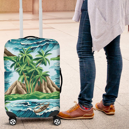 Palm Tree Hawaiian Themed Design Print Luggage Cover Protector