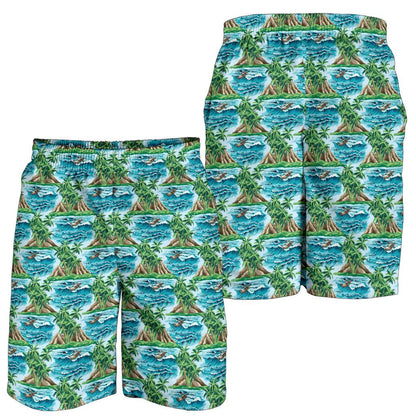 Palm Tree Hawaiian Themed Design Print Mens Shorts-JTAMIGO.COM