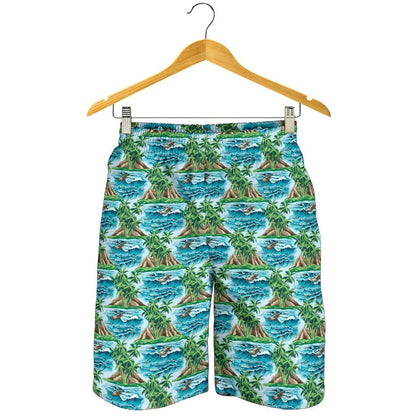Palm Tree Hawaiian Themed Design Print Mens Shorts-JTAMIGO.COM