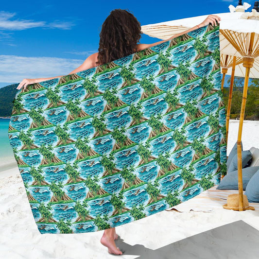 Palm Tree Hawaiian Themed Design Print Sarong Pareo Wrap