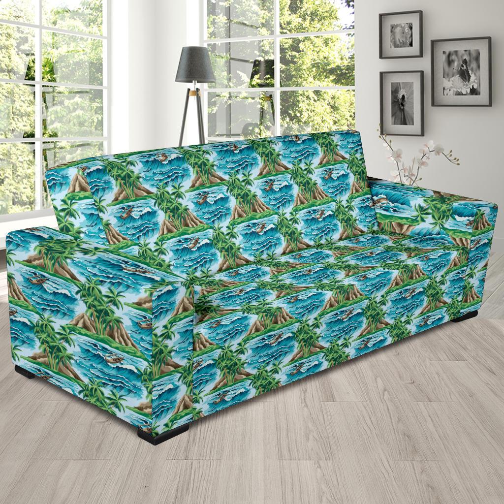 Palm Tree Hawaiian Themed Design Print Sofa Slipcover-JTAMIGO.COM