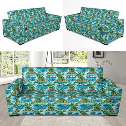 Palm Tree Hawaiian Themed Design Print Sofa Slipcover-JTAMIGO.COM