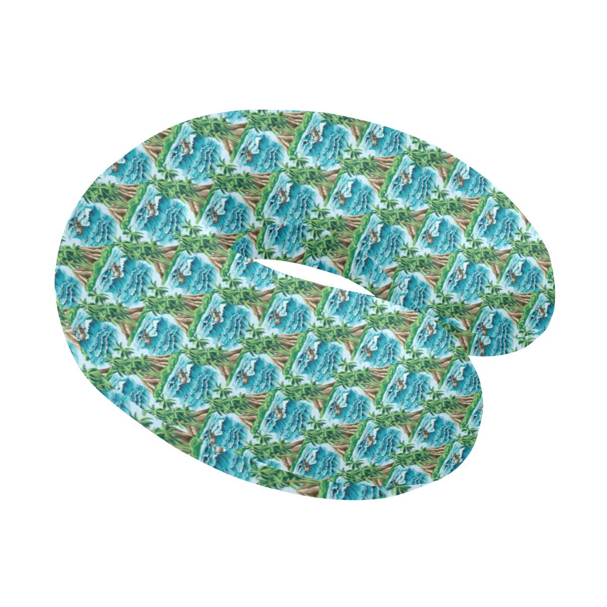 Palm Tree Hawaiian Themed Design Print U-Shaped Travel Neck Pillow-JTAMIGO.COM