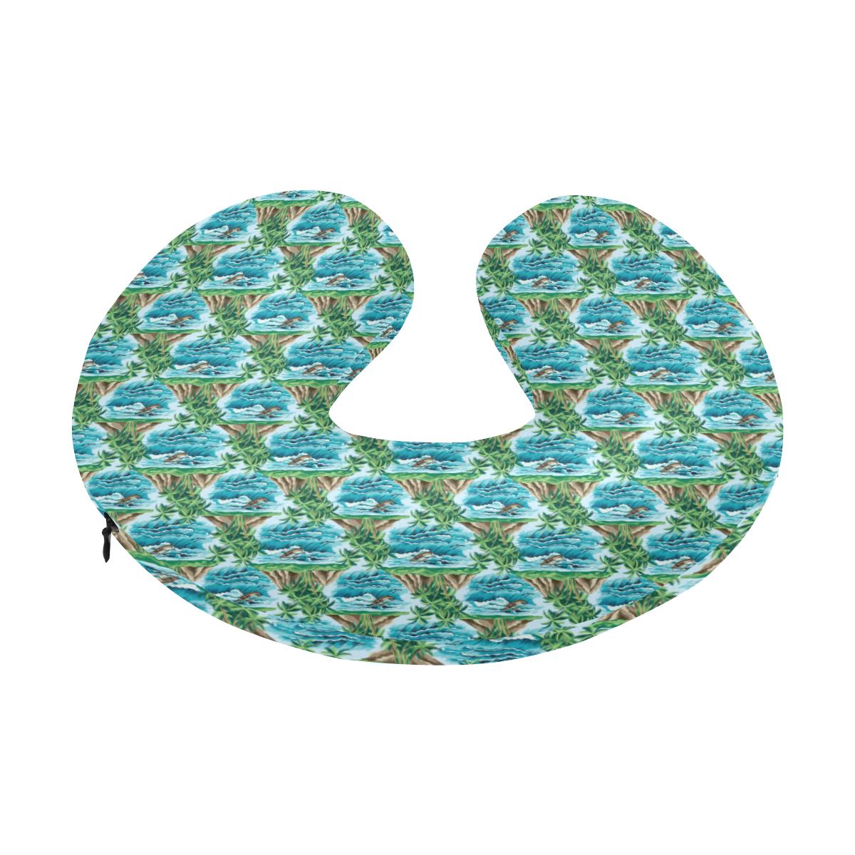 Palm Tree Hawaiian Themed Design Print U-Shaped Travel Neck Pillow-JTAMIGO.COM