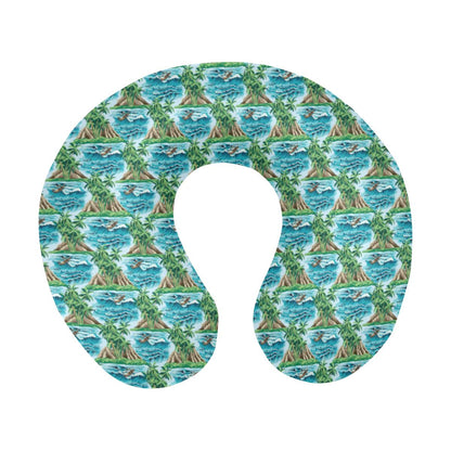 Palm Tree Hawaiian Themed Design Print U-Shaped Travel Neck Pillow-JTAMIGO.COM