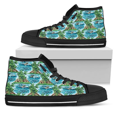 Palm Tree Hawaiian Themed Design Print Women High Top Shoes