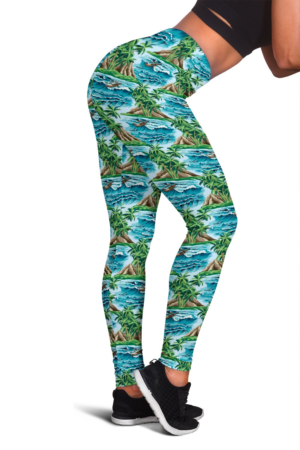 Palm Tree Hawaiian Themed Design Print Women Leggings