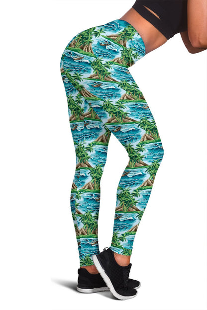 Palm Tree Hawaiian Themed Design Print Women Leggings