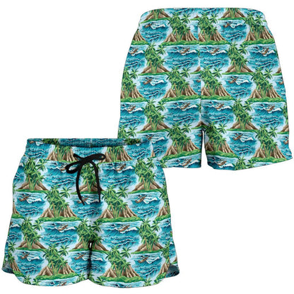 Palm Tree Hawaiian Themed Design Print Women Shorts-JTAMIGO.COM