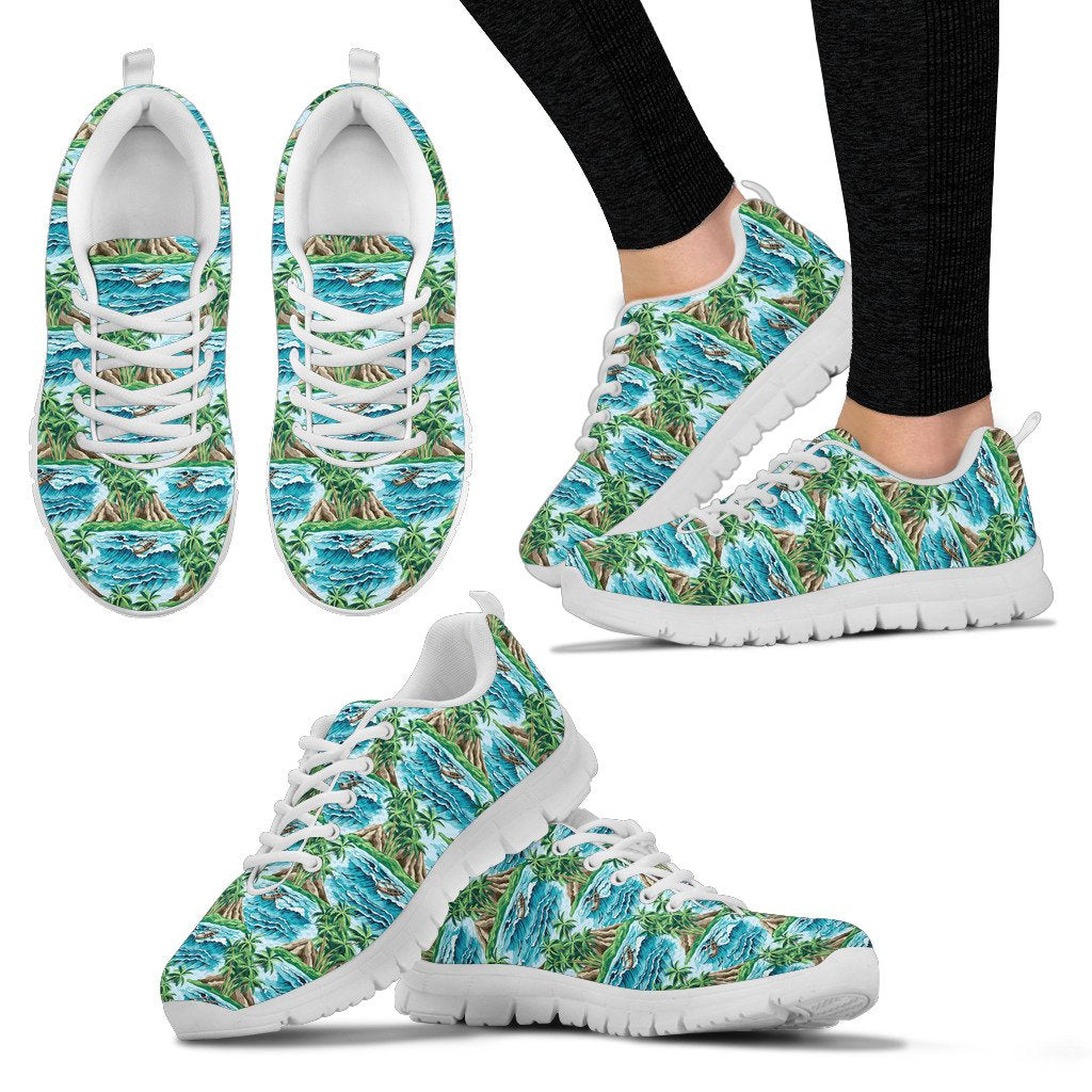 Palm Tree Hawaiian Themed Design Print Women Sneakers Shoes
