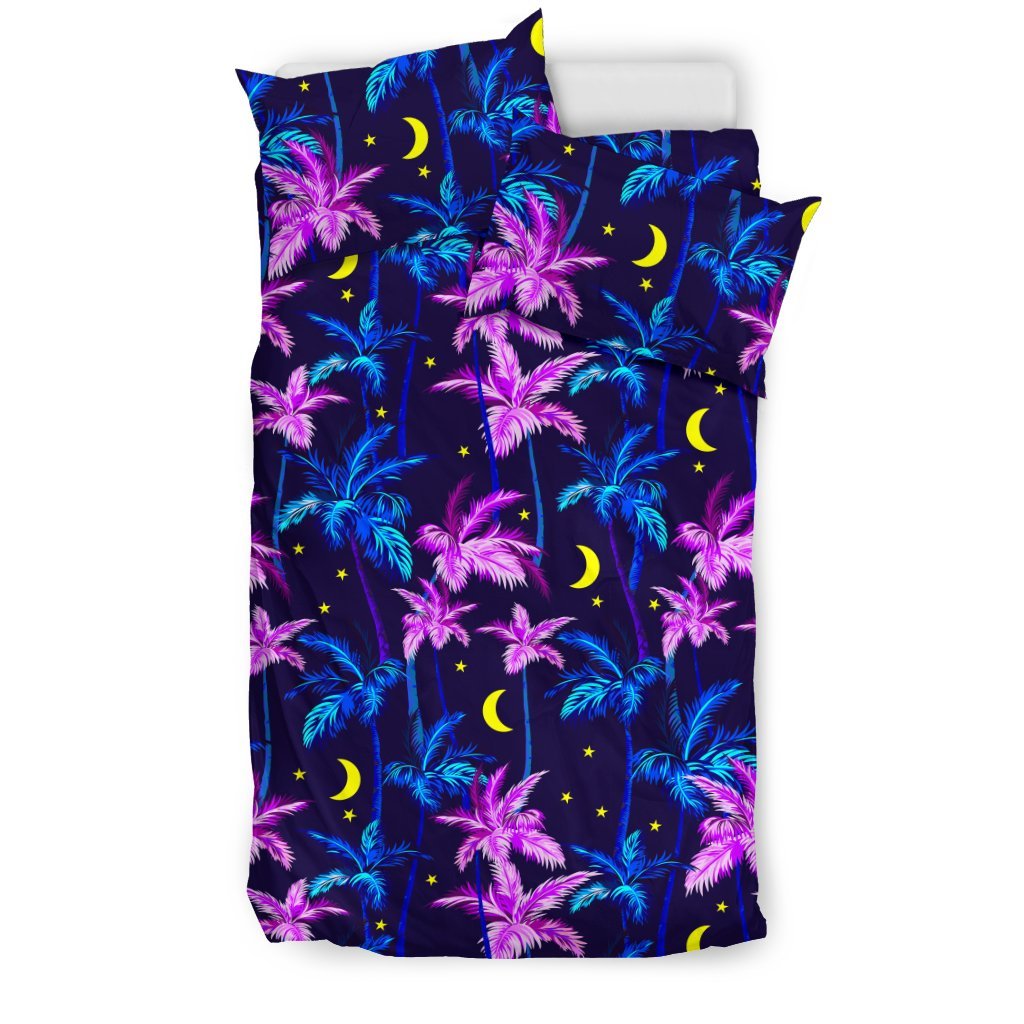 Palm Tree Night Scene Design Print Duvet Cover Bedding Set