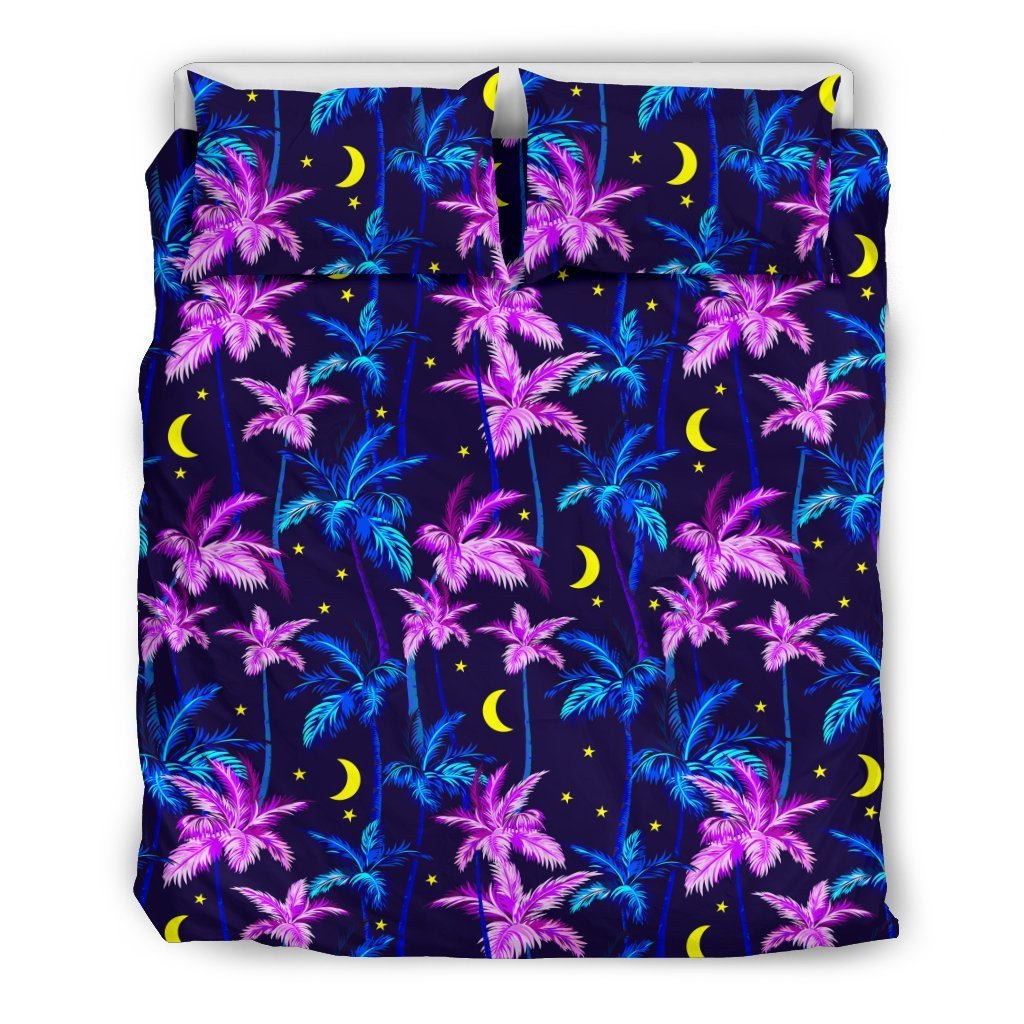 Palm Tree Night Scene Design Print Duvet Cover Bedding Set