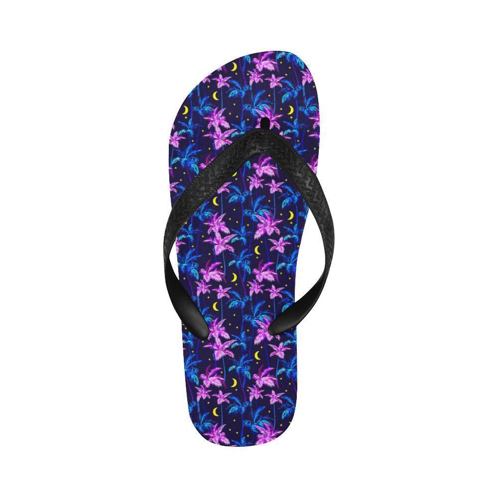Palm Tree Night Scene Design Print Flip Flops-JTAMIGO.COM