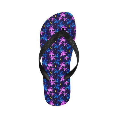 Palm Tree Night Scene Design Print Flip Flops-JTAMIGO.COM