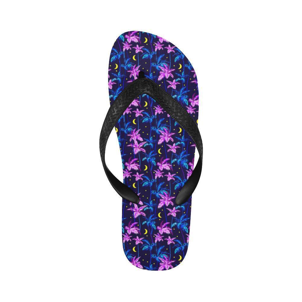 Palm Tree Night Scene Design Print Flip Flops-JTAMIGO.COM