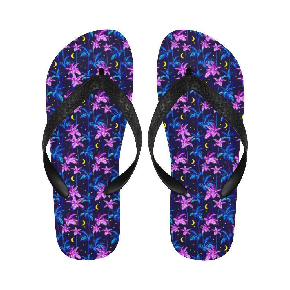 Palm Tree Night Scene Design Print Flip Flops-JTAMIGO.COM