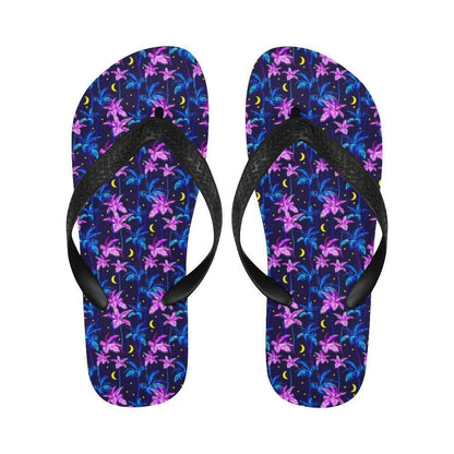 Palm Tree Night Scene Design Print Flip Flops-JTAMIGO.COM